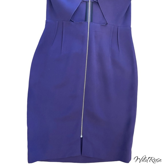 ROLAND MOURET Eggplant Purple Fitted Tailored Cut Out Back Sheath Dress SZ US 10 - Picture 4 of 11